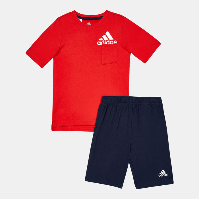 adidas Kids' Badge of Sport Summer T-Shirt and Shorts Set Red image number 0