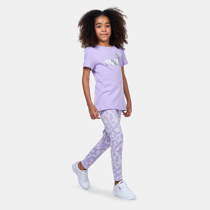 PUMA Kids' x SpongeBob T7 Allover Leggings Purple PUMA Kids' x SpongeBob T7 Allover Leggings Purple image number 4