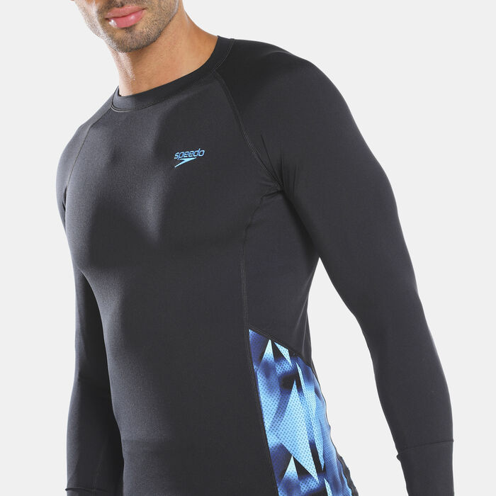 Speedo Men's Printed Long Sleeve Rashguard Black image number 3