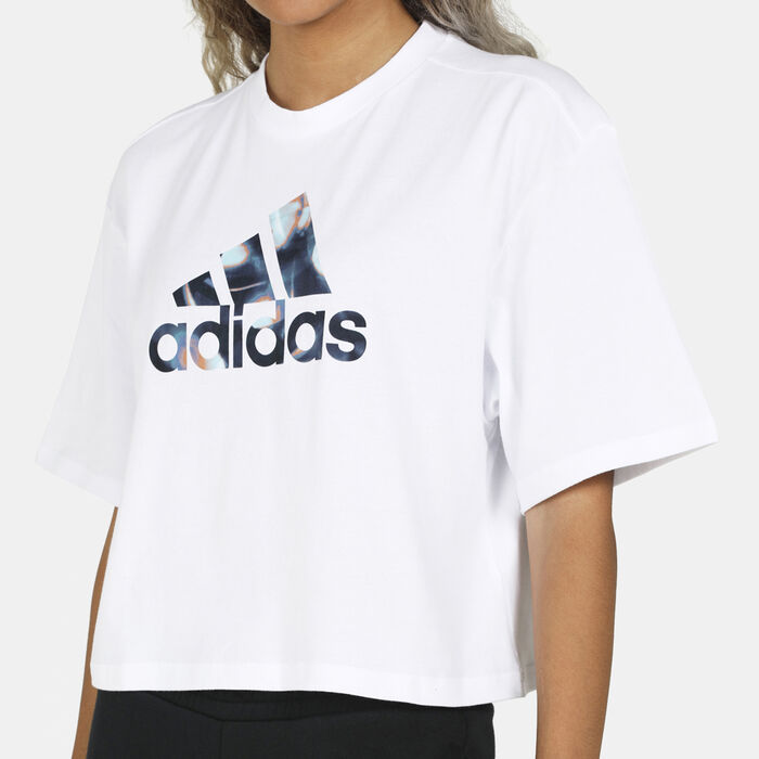 adidas Women's X Zoe Saldana Cropped T-Shirt White adidas Women's X Zoe Saldana Cropped T-Shirt White image number 3