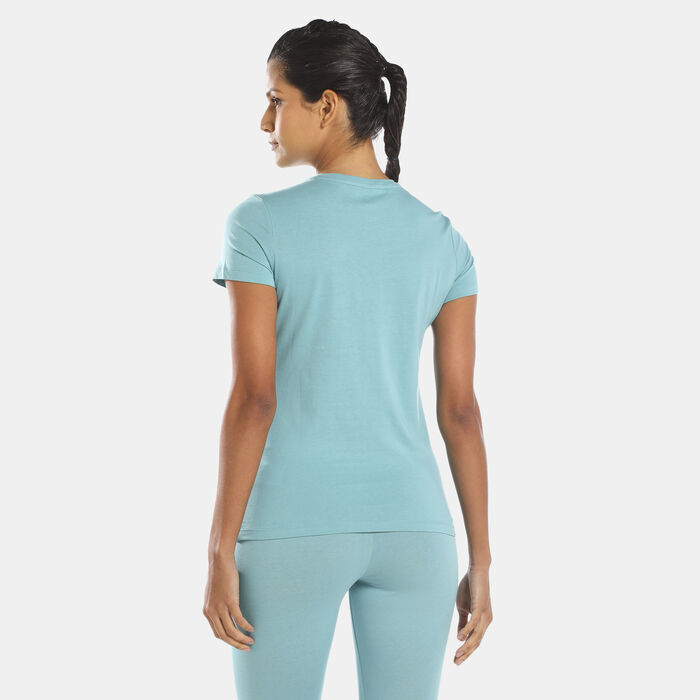 PUMA Women's Essentials+ Metallic Logo T-Shirt Blue PUMA Women's Essentials+ Metallic Logo T-Shirt Blue image number 1