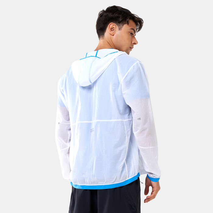 New Balance Men's Printed Impact Run Light Pack Jacket White New Balance Men's Printed Impact Run Light Pack Jacket White image number 1