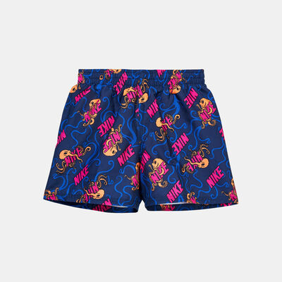 Nike Swim Kids' 4-inch Printed Volley Shorts Blue