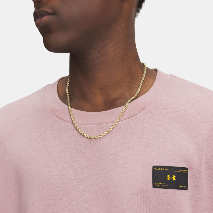 Under Armour Men's Woven Label Heavyweight T-Shirt Pink image number 2