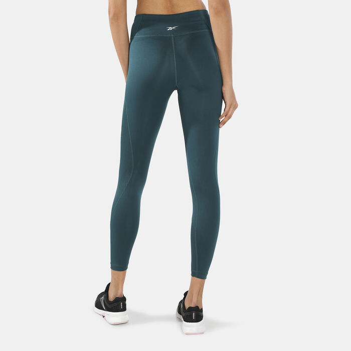 Reebok Women's Workout Ready Mesh Leggings Green Reebok Women's Workout Ready Mesh Leggings Green image number 1