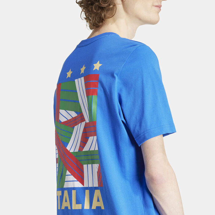 adidas Men's Italy Football Fan Graphic T-Shirt Blue adidas Men's Italy Football Fan Graphic T-Shirt Blue image number 3