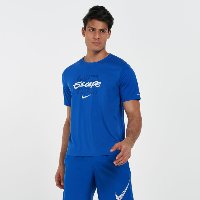 Nike Men's Dri-FIT Miler Wild Run T-Shirt Blue image number 0