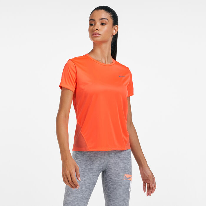 Nike Women's Miler Running T-Shirt Orange Nike Women's Miler Running T-Shirt Orange image number 0