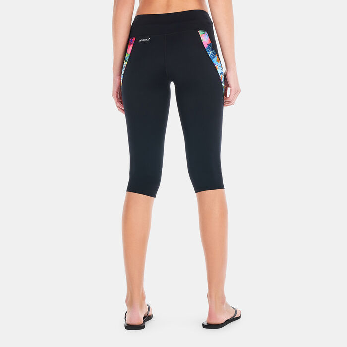 Speedo Women's Printed 3/4 Leggings Black Speedo Women's Printed 3/4 Leggings Black image number 1
