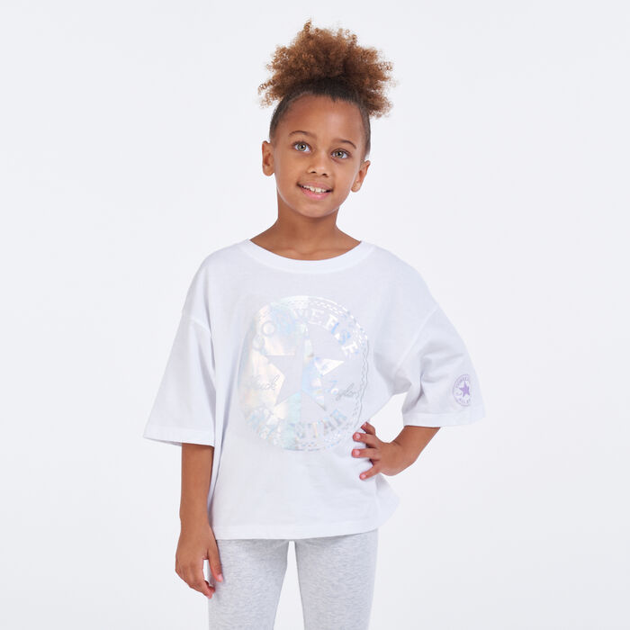 Converse Kids' Spliced Chuck Patch Boxy T-Shirt White Converse Kids' Spliced Chuck Patch Boxy T-Shirt White image number 0