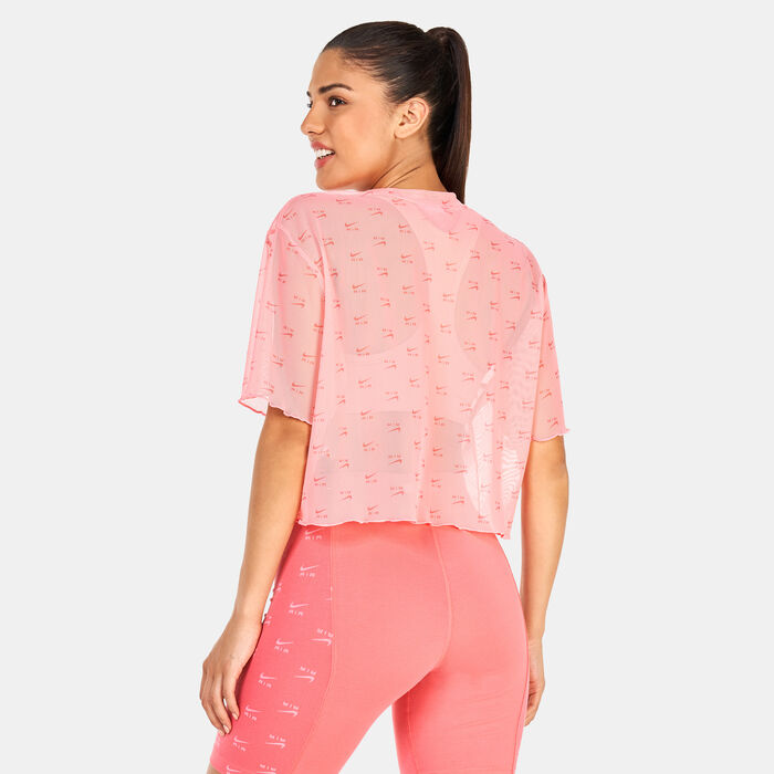 Nike Women's Sportswear Air Allover Mesh Crop Top Pink Nike Women's Sportswear Air Allover Mesh Crop Top Pink image number 1