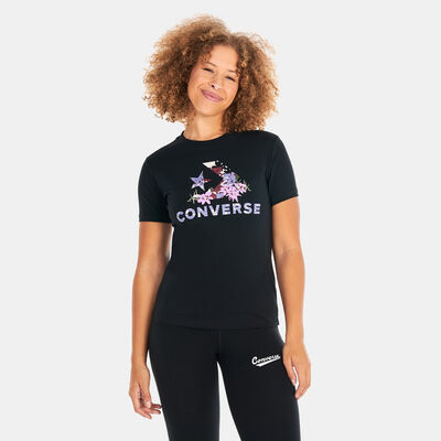 Converse Women's Star Chevron Abstract Flowers T-Shirt Black Converse Women's Star Chevron Abstract Flowers T-Shirt Black
