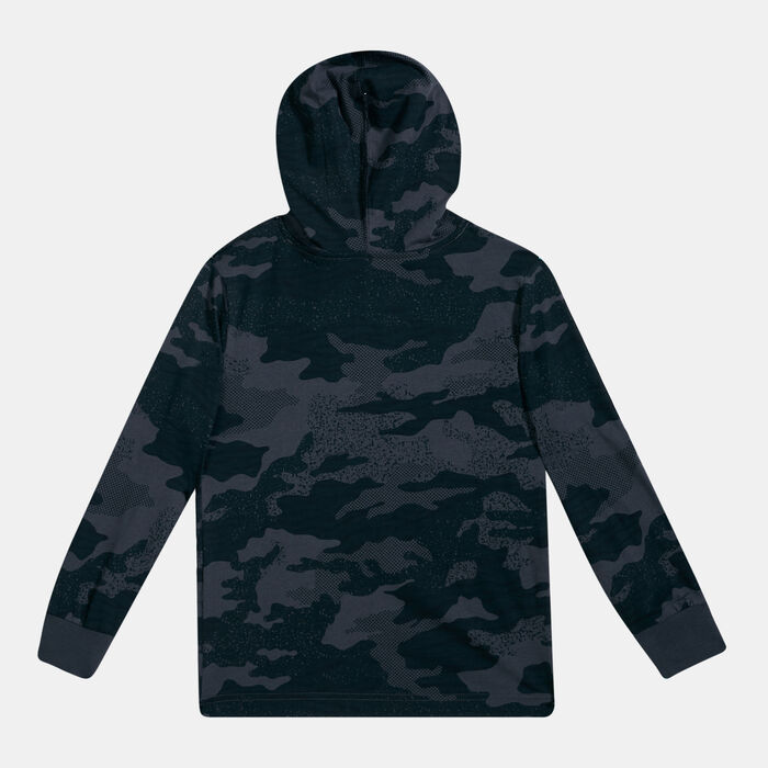 Converse Kids' Jungle Camo Hooded Long-Sleeve T-Shirt Black Converse Kids' Jungle Camo Hooded Long-Sleeve T-Shirt Black image number 1