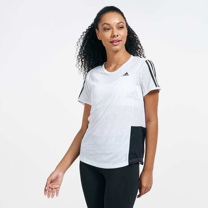adidas Women's Own The Run 3-Stripes Iteration T-Shirt Black image number 0