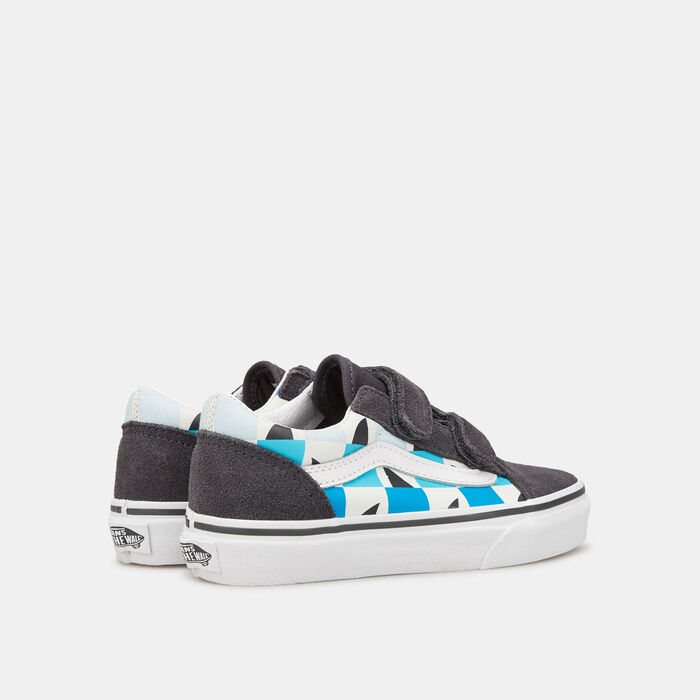 Vans Kids' Glow Checkerboard Sharks Old Skool Unisex Shoe Grey image number 2