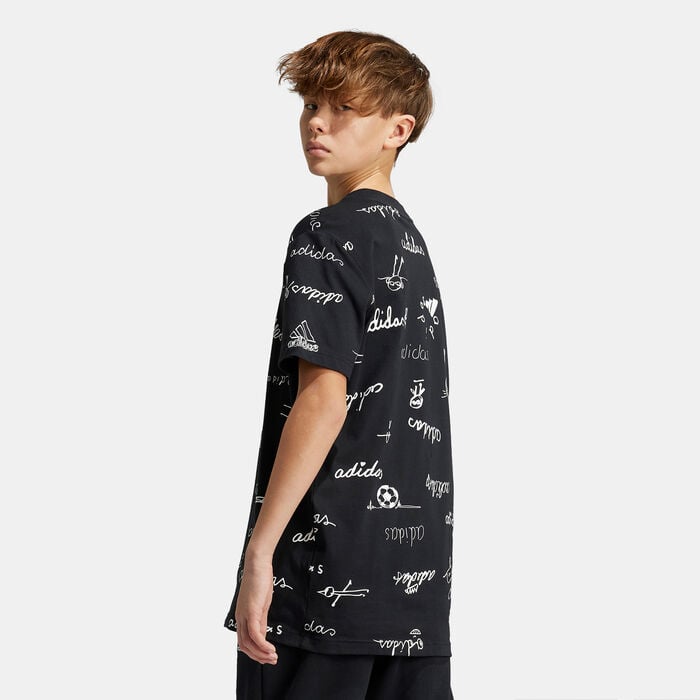 adidas Kids' Brand Love Long T-Shirt Black adidas Kids' Brand Love Long T-Shirt Black image number 1