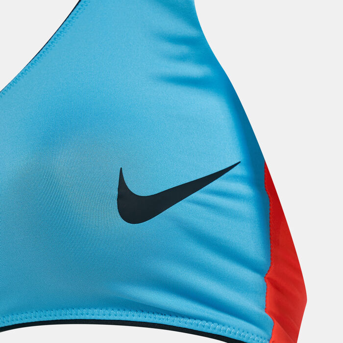 Nike Swim Women's Colourblock Midkini Swimming Bikini Top Red Nike Swim Women's Colourblock Midkini Swimming Bikini Top Red image number 3