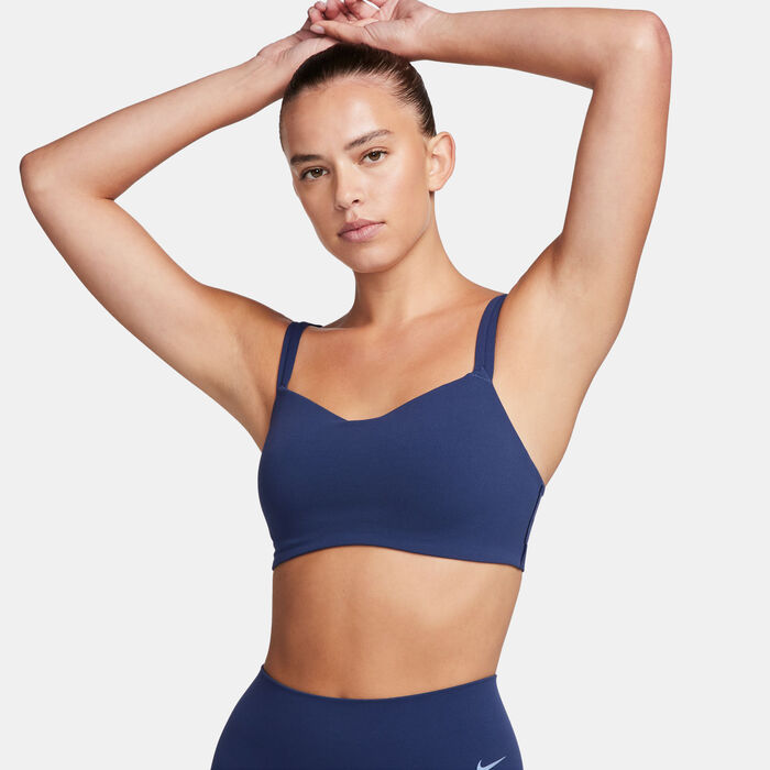 Nike Women's Zenvy Dri-FIT Strappy Light-Support Training Sports Bra Blue Nike Women's Zenvy Dri-FIT Strappy Light-Support Training Sports Bra Blue image number 0