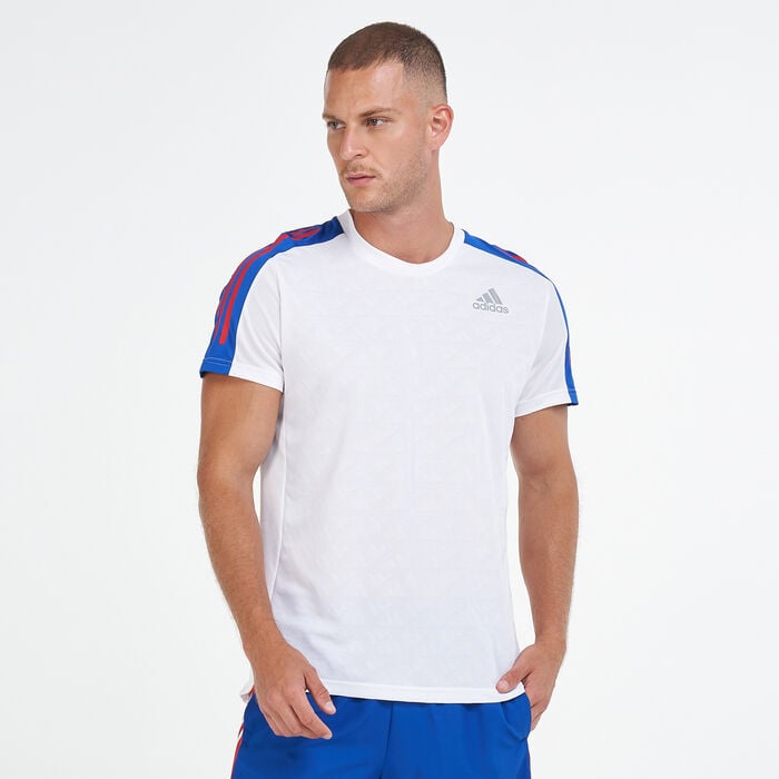 adidas Men's Own The Run 3-Stripes T-Shirt White adidas Men's Own The Run 3-Stripes T-Shirt White image number 0