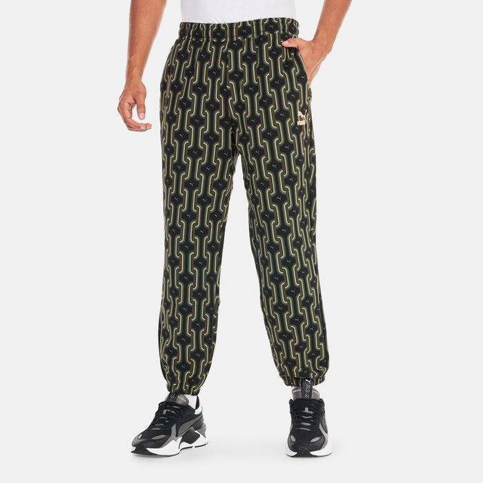 PUMA Men's Classics 70s Printed Fleece Joggers Black image number 0