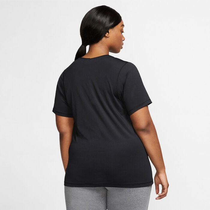 Nike Women's Pro Mesh T-Shirt (Plus Size) Black image number 1