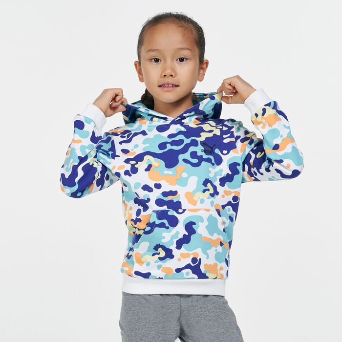 PUMA Kids' Classics Graphic Printed Camo Hoodie Blue PUMA Kids' Classics Graphic Printed Camo Hoodie Blue image number 0