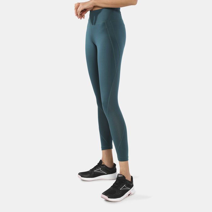 Reebok Women's Workout Ready Mesh Leggings Green Reebok Women's Workout Ready Mesh Leggings Green image number 0