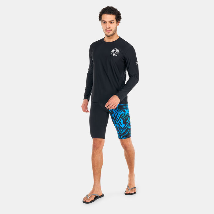 Speedo Men's Printed Long Sleeve Swim T-Shirt Black Speedo Men's Printed Long Sleeve Swim T-Shirt Black image number 2