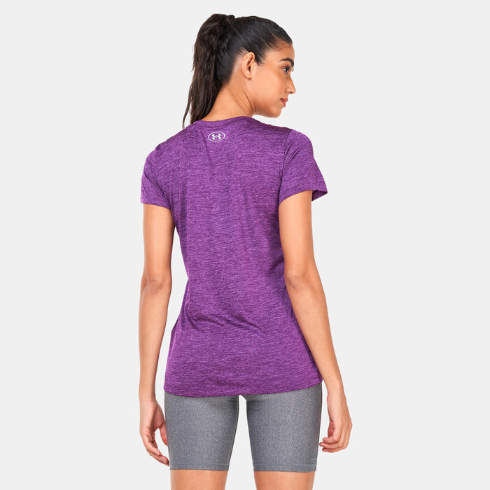 Under Armour Women's UA Tech™ Twist Training T-Shirt Purple Under Armour Women's UA Tech™ Twist Training T-Shirt Purple image number 1