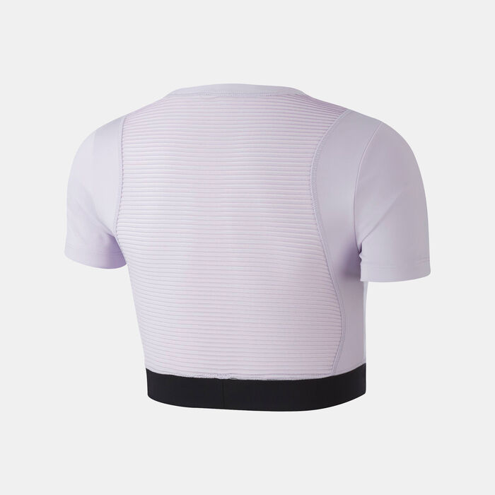 Nike Women's Pro AeroAdapt Crop Top Purple Nike Women's Pro AeroAdapt Crop Top Purple image number 1