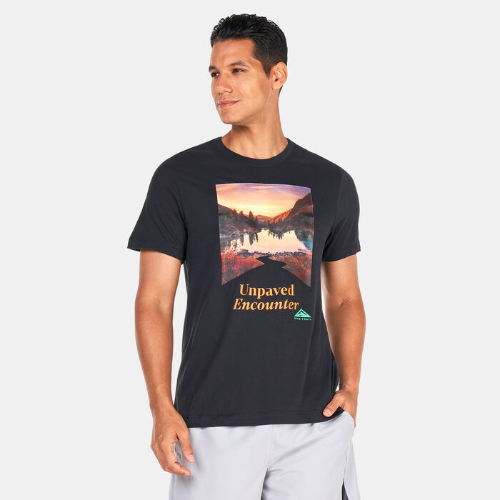 Nike Men's Dri-FIT Trail Print T-Shirt Black Nike Men's Dri-FIT Trail Print T-Shirt Black image number 0
