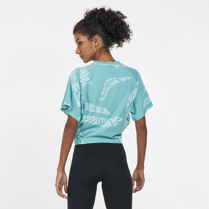 adidas Women's Sportswear Allover Print 3-Stripes T-Shirt Green adidas Women's Sportswear Allover Print 3-Stripes T-Shirt Green image number 1