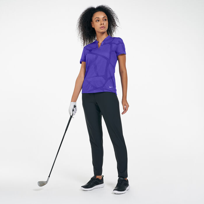 Nike Golf Women's Golf Breathe Jacquard T-Shirt Purple Nike Golf Women's Golf Breathe Jacquard T-Shirt Purple image number 2