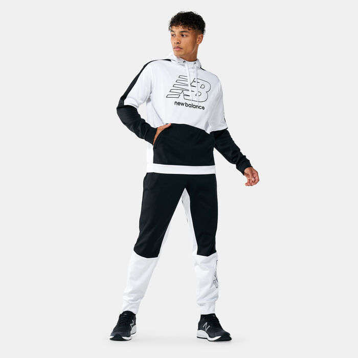 New Balance Men's Tenacity Blocked Fleece Hoodie White New Balance Men's Tenacity Blocked Fleece Hoodie White image number 2