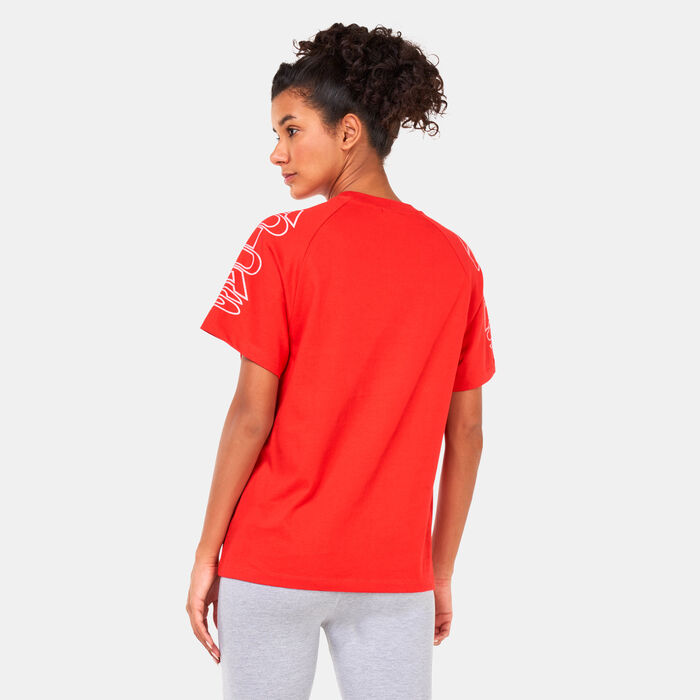adidas Originals Women's Loose Letter T-Shirt Red image number 3