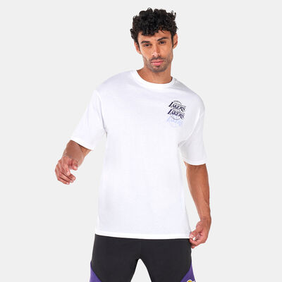 New Era Men's NBA Los Angeles Lakers Stacked Logo T-Shirt White