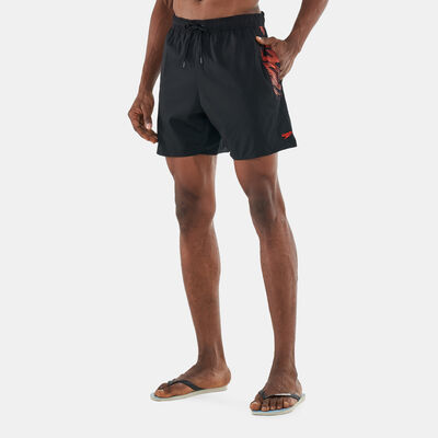 Speedo Men's Sport Printed 16" Swimming Water Shorts Black