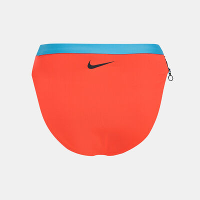 Nike Swim Women's Colourblock High-Waist Swimming Bikini Bottoms Red