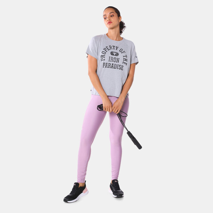 Under Armour Women's UA Project Rock T-Shirt Grey Under Armour Women's UA Project Rock T-Shirt Grey image number 2