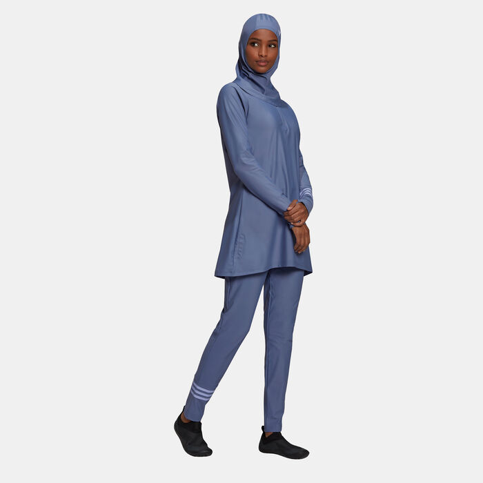 adidas Women's 3-Stripes Swimming Hijab Blue image number 4