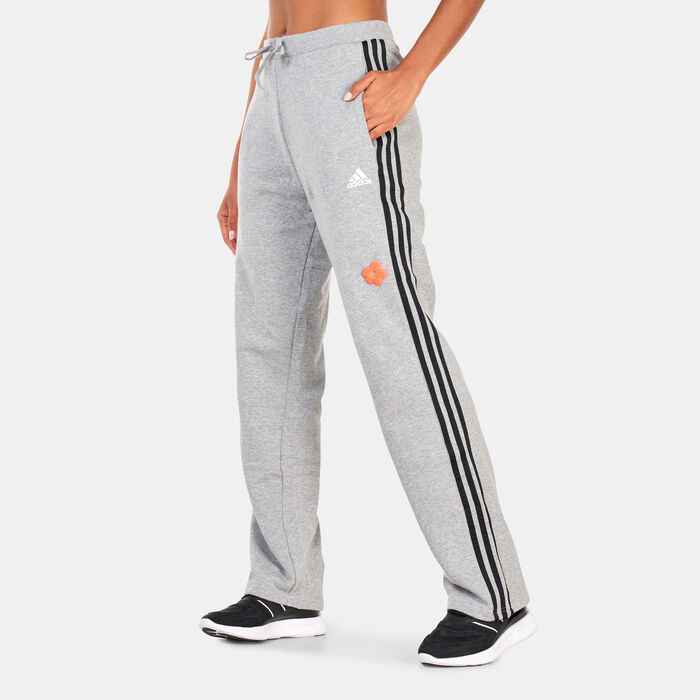 adidas Women's 3-Stripes Chenille Flower Patch Track Pants Grey adidas Women's 3-Stripes Chenille Flower Patch Track Pants Grey image number 0