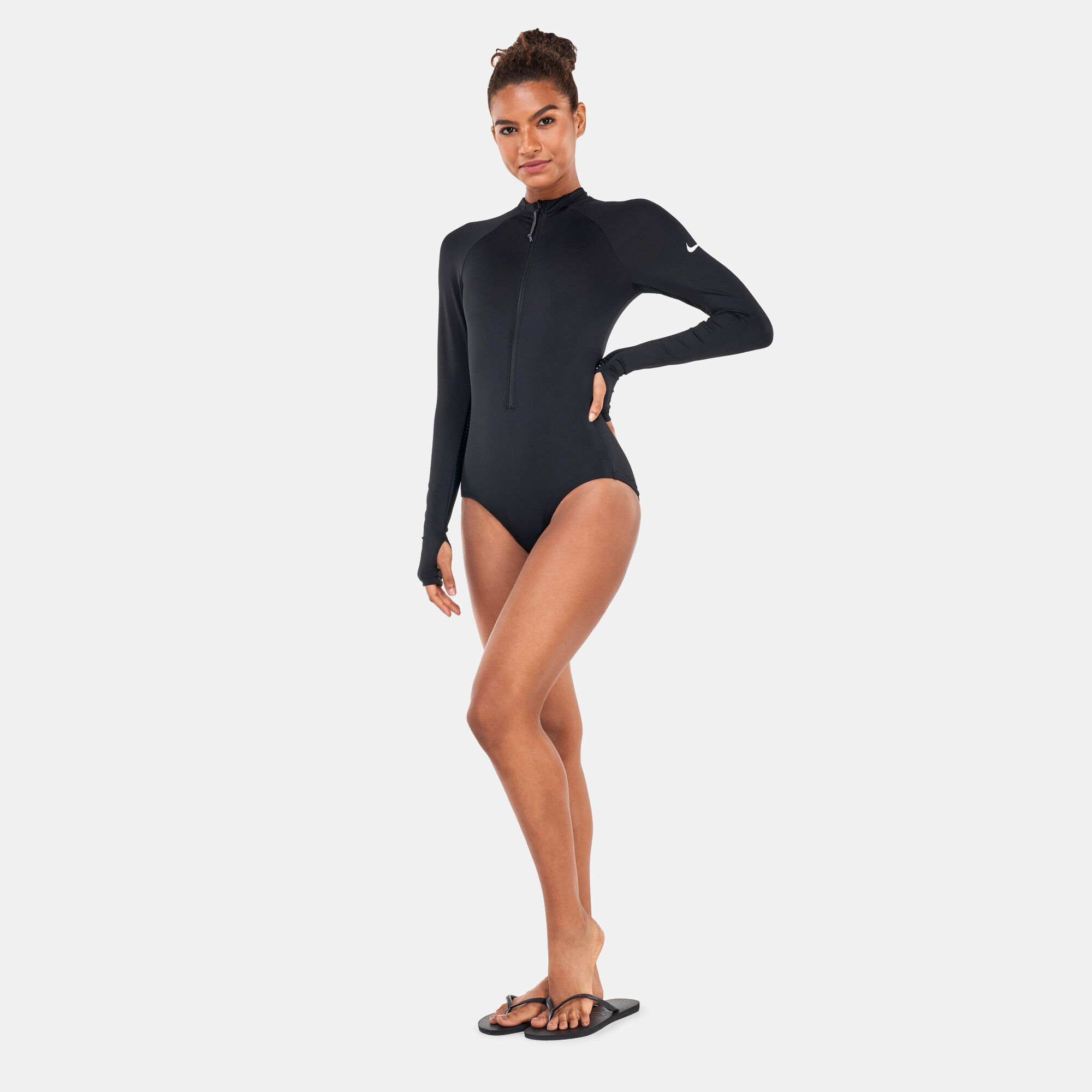 Women s Swim Adventure Long Sleeve One Piece Swimsuit Black Nike Swim in Qatar SSS