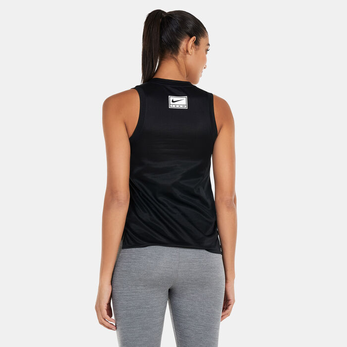 Nike Women's Dri-FIT Swoosh Running Tank Top Black Nike Women's Dri-FIT Swoosh Running Tank Top Black image number 1