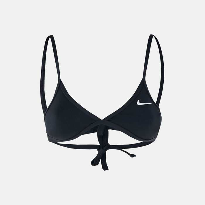 Nike Swim Women's Swim HydraStrong Solid Tie Back Bikini Top Black Nike Swim Women's Swim HydraStrong Solid Tie Back Bikini Top Black image number 0