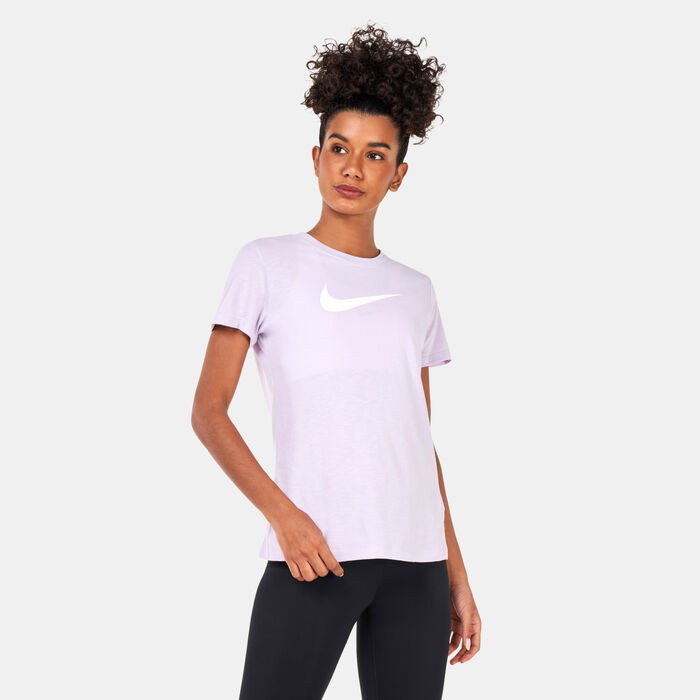 Nike Women's Dri-FIT Swoosh T-Shirt Grey Nike Women's Dri-FIT Swoosh T-Shirt Grey image number 0