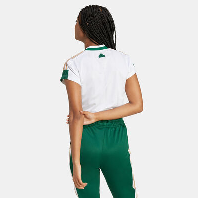 adidas Women's Tiro Cut 3-Stripes Cropped Jersey White