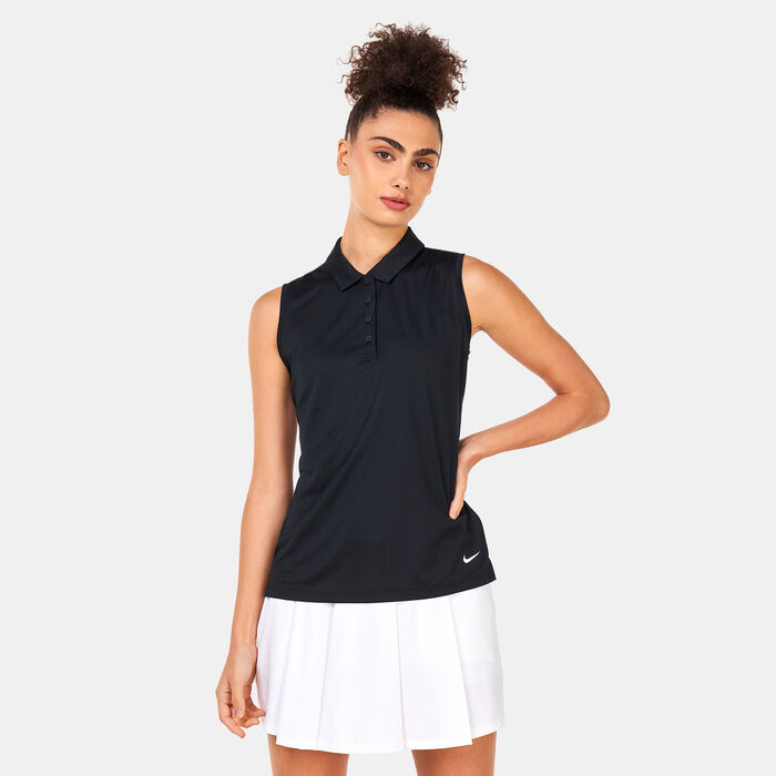 Nike Women's Dri-FIT Victory SLD Sleeveless Polo Shirt Black Nike Women's Dri-FIT Victory SLD Sleeveless Polo Shirt Black image number 0