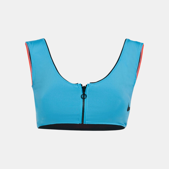 Nike Swim Women's Colourblock Midkini Swimming Bikini Top Red Nike Swim Women's Colourblock Midkini Swimming Bikini Top Red image number 0