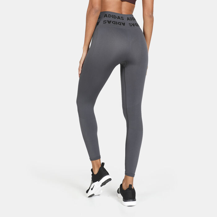 adidas Women's Training Aeroknit 7/8 High-Rise Leggings Grey adidas Women's Training Aeroknit 7/8 High-Rise Leggings Grey image number 1
