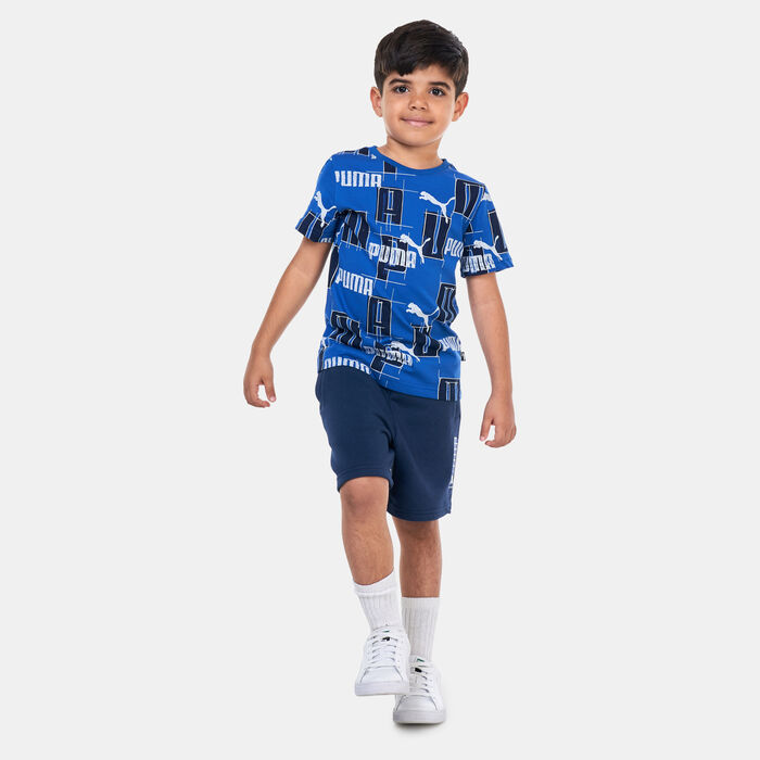 PUMA Kids' Essentials+ Logo Lab Allover Print T-Shirt Blue PUMA Kids' Essentials+ Logo Lab Allover Print T-Shirt Blue image number 2